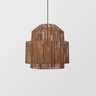 Rattan pendant lamp in bohemian interior — kitchen island ceiling light