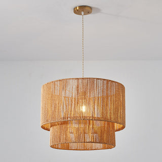 Rope pendant light hanging — rustic woven antique ceiling lamp