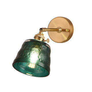 Vintage warm adjustable glass metal wall lamp close-up