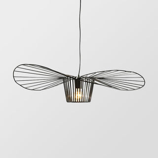 Black gold pendant from below — iron cage modern hanging light