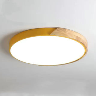 Wood Ceiling Lamp – Modern Round LED Dimmable Flush Mount Lighting Fixture
