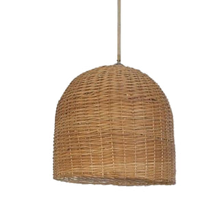 Round bamboo basket pendant top view — kitchen island ceiling lamp