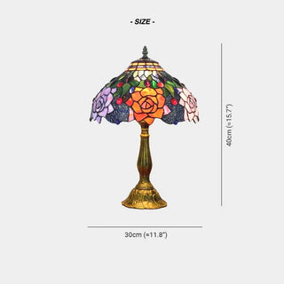 Colorful glass dome lamp — floral mid-century detail