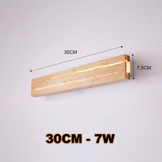 Rectangular solid wood LED modern wall sconce ambient — lamp