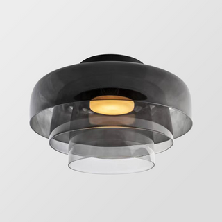 Plafonnier en verre multicouche - Lampe de plafond moderne pour salon avec abat-jour superposés