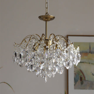Crystal amber chandelier romantic gold plated French pendant