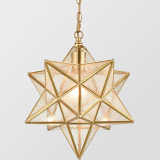 Black gold pendant with star glass shade — hallway
