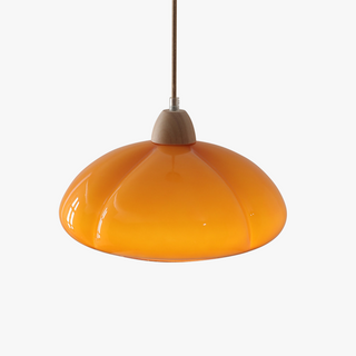 Pumpkin glass pendant lamp — vintage E27 adjustable ceiling fixture