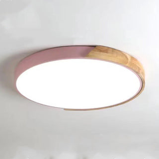 Wood Ceiling Lamp – Modern Round LED Dimmable Flush Mount Lighting Fixture