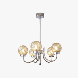 Glass ball chandelier front — modern iron luxury bedroom design