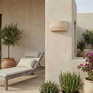 Stone Wall Sconce – Natural Stone Outdoor Wall Light for Covered Terrace