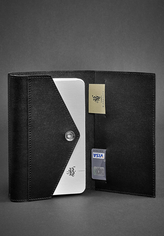 leather bound notebook soft book removable inserts pen holder close-up