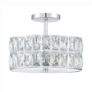 Mid-century ceiling lamp vintage crystal glass – semi-flush
