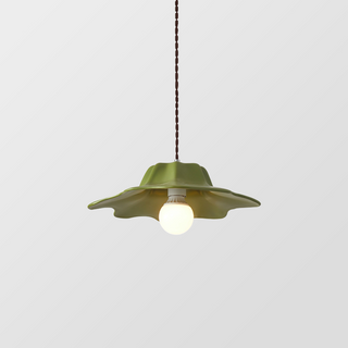 Alien resin pendant from below — organic metal ceiling fixture