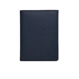 luxury leather wallet haven navy blue rfid blocking designer billfold card slots front view