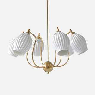 Ceramic flower chandelier modern design warm ambient lighting
