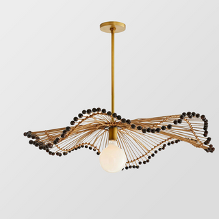 Rattan wave pendant light — modern boho hanging ceiling lamp