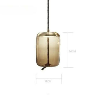 Adjustable Pendant Light – Designer Smoked Glass Lamp with Hemp Rope Accent