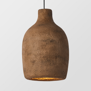 Pottery pendant side view — artistic postmodern hanging fixture