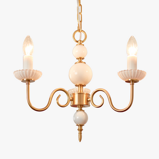 Cream glass metal chandelier close-up — vintage soft warm detail