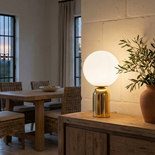 Modern Bedside Lamp | Metal And Glass Lamp With Soft LED Lighting