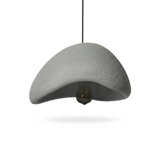 Designer Pendant Lamp – Nordic White Resin Dome with Soft Ambient Lighting