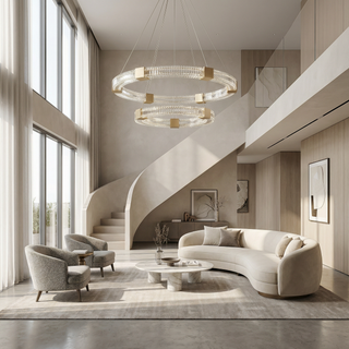 Interior Chandelier – Modern Ceiling Light With Soft Diffusion & Artistic Circle Fixture