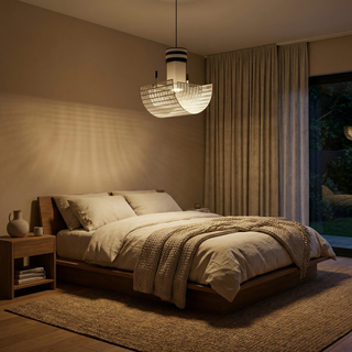 Black White Pendant Lamp – Modern LED Cord Light With Rotary Switch Control