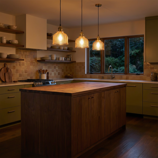 Colored Glass Pendant Light – Modern Dining Room Lighting With Amber Shade