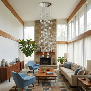 Modern Crystal Chandelier – Dimmable LED Pendant Light | Living Room Lighting