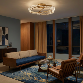 Designer Ceiling Light – Modern Crystal Ring Fixture with Gold Chandelier