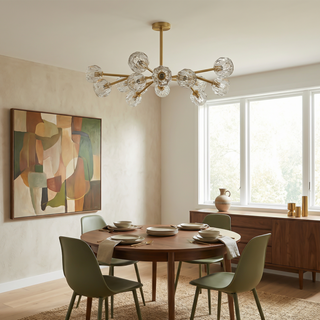 Celestial Ceiling Light – Elegant Copper Crystal Fixture with Warm LED Lighting