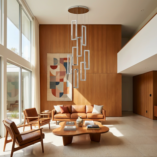 Modern Crystal Chandelier – Elegant Living Room Lighting with Adjustable Dimmable LED