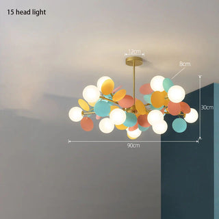Glass flower chandelier creative multicolored iron ceiling lamp