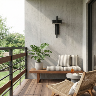 Black Steel Wall Light – Modern Outdoor Lamp With Energy Efficient LED Lighting