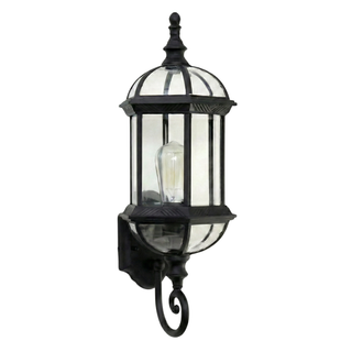 Vintage Outdoor Wall Light – Black Iron Lantern With Aluminium Glass Lamp