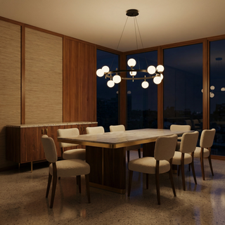 Contemporary Chandelier – Modern Pendant Light with Adjustable Height & 3000K Warm Light