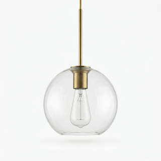 Smoked Glass Pendant Light – Modern Pendant Light with Iron Finish Fixture for Dining Room