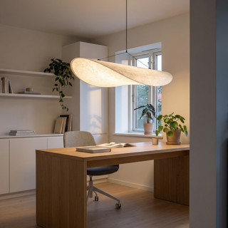 Tyvek Pendant Light – Textured Moon Shaped Suspension Lamp for Soft Ambiance