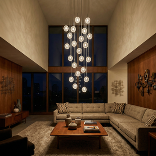 Custom Chandelier – Modern Light Fixture with Adjustable LED Lighting & Crystal Shades