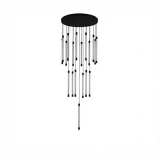 Copper Staircase Chandelier – Polished Copper Lighting with LED Flush Mount for Villas & Hotels