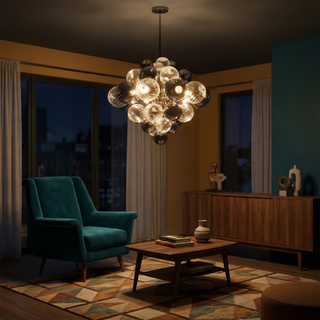 Blown Glass Pendant Light – Elegant Crystal Chandelier | Sculptural Fixture