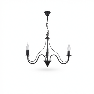 Black Candle Chandelier – Modern 3 Bulb Lighting Fixture for Living Room Decor