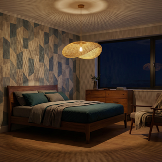 Rattan Chandelier – Modern Indoor Chandelier | Warm Ambient Lighting & Soft Relaxing Light