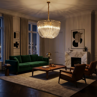 Modern Glass Chandelier – U-Shaped LED Dimmable Ceiling Light for Living Room Lighting