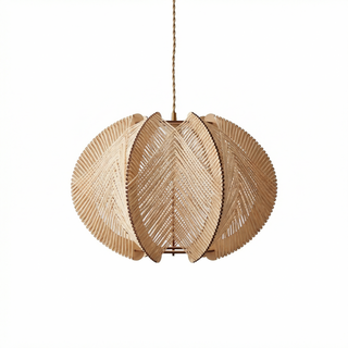 Nordic Wooden Pendant Light – Scandinavian Pendant Lamp with LED Cord Suspension