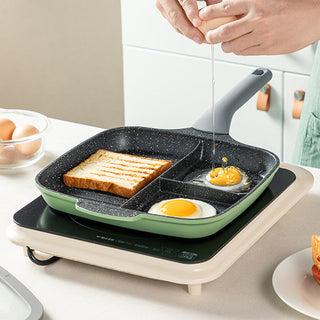 nonstick breakfast pan pfoa free granite stone heat resistant eco silicon handle detail