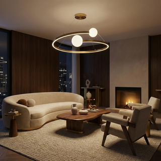 Gold Chandelier – Modern Luxury Lighting with Opal Glass Diffuser & Elegant Design