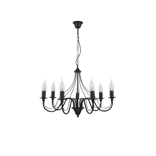 Black Candle Chandelier | Elegant Living Room Lighting Fixture - Asterion Model