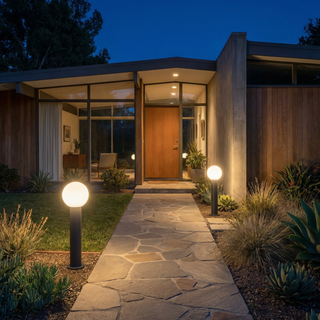LED Garden Lamp – Black Metal Spherical Outdoor Lighting | Weather Resistant, Modern Design